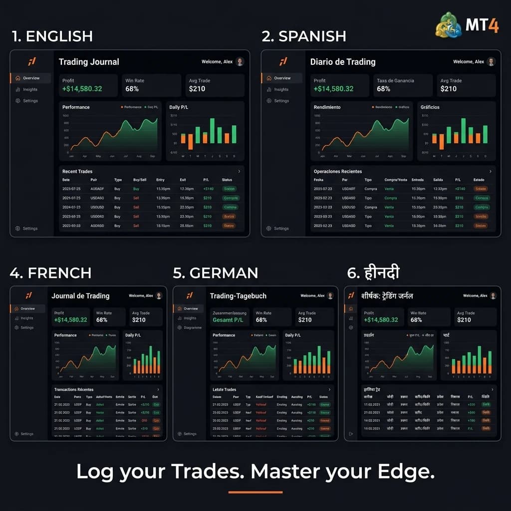 Edgelog unterstützt jetzt 5 Sprachen: Das kostenlose MT4- und MT5-Trading-Journal für globale Trader — Edgelog Trading Log Guide Edgelog unterstützt jetzt 5 Sprachen: Das kostenlose MT4- und MT5-Trading-Journal für globale Trader — Forex & Crypto Trading Journal Guide by Edgelog