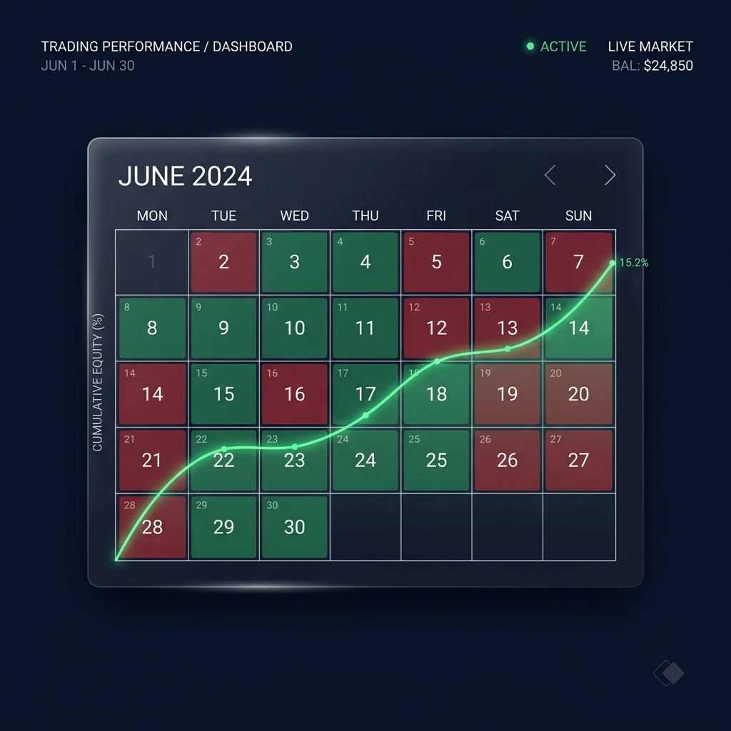 Calendario de P&L — Visualiza tu mes de trading de un vistazo — Edgelog Trading Log Guide Calendario de P&L — Visualiza tu mes de trading de un vistazo — Forex & Crypto Trading Journal Guide by Edgelog